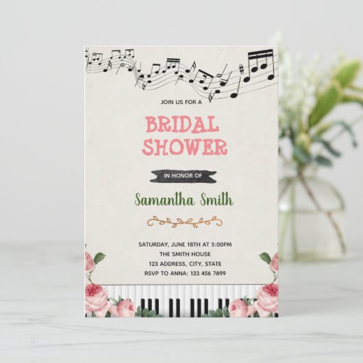 Invitation de mariage thème note de musique (Debout devant)