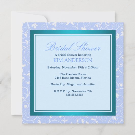 Invitation de mariage tourbillon fleur bleue (Devant)