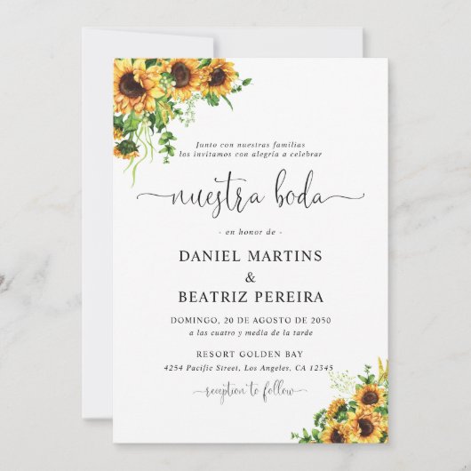 Invitation de mariage Tournesol (Devant)