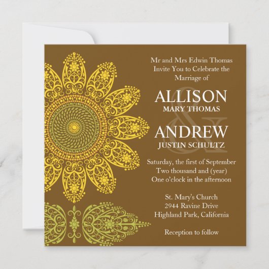 Invitation de mariage Tournesol (Devant)