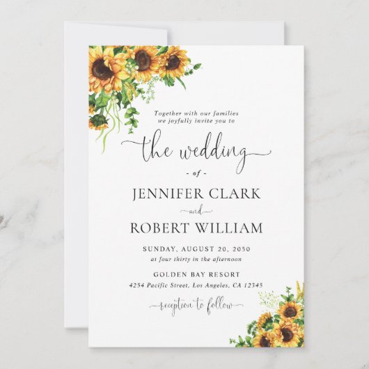 Invitation de mariage Tournesol (Devant)