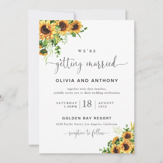 Invitation de mariage Tournesol (Devant)
