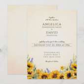 Invitation de mariage tournesol aquarelle (Devant / Derrière)