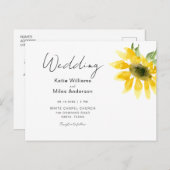 Invitation de mariage tournesol aquarelle simple (Devant / Derrière)