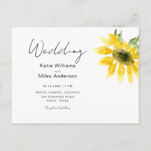 Invitation de mariage tournesol aquarelle simple