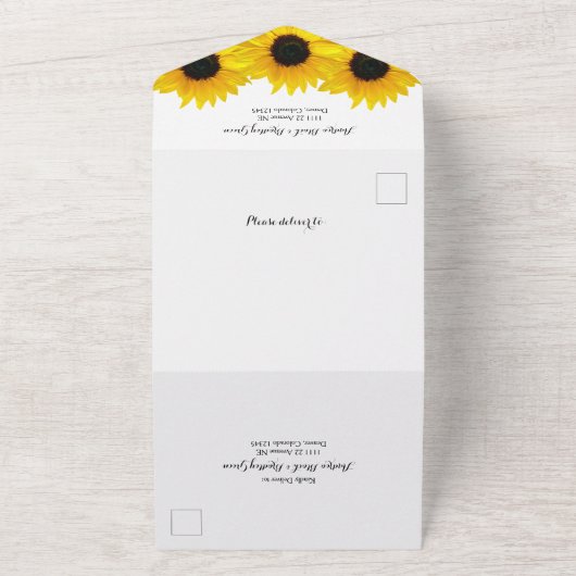 Invitation de mariage tournesol RSVP tout-en-un (Dehors)
