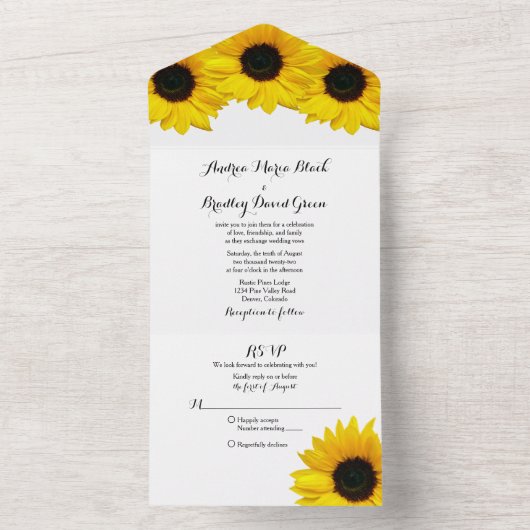 Invitation de mariage tournesol RSVP tout-en-un (À l'intérieur)