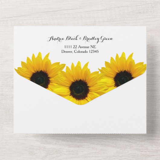 Invitation de mariage tournesol RSVP tout-en-un (Verso)