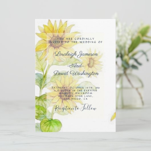 Invitation de mariage Tournesols (Debout devant)
