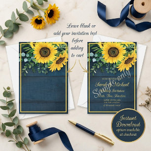 Invitation de mariage Tournesols Country budget vi