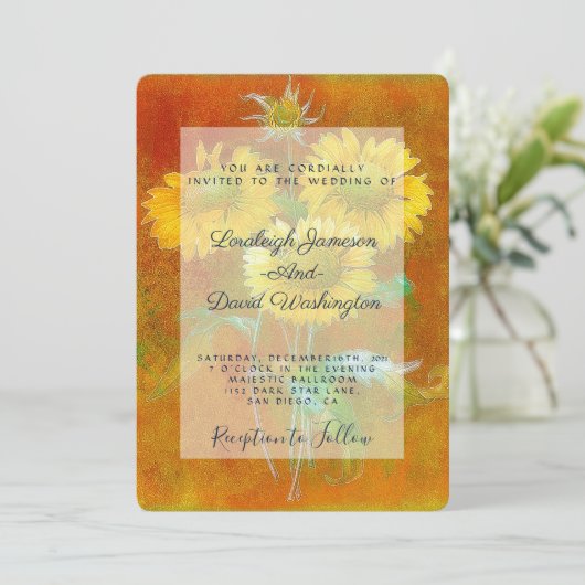 Invitation de mariage tournesols peints (Debout devant)