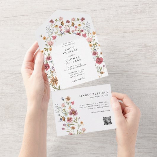 Invitation de mariage tous fleurs sauvages en un (Déchirure)
