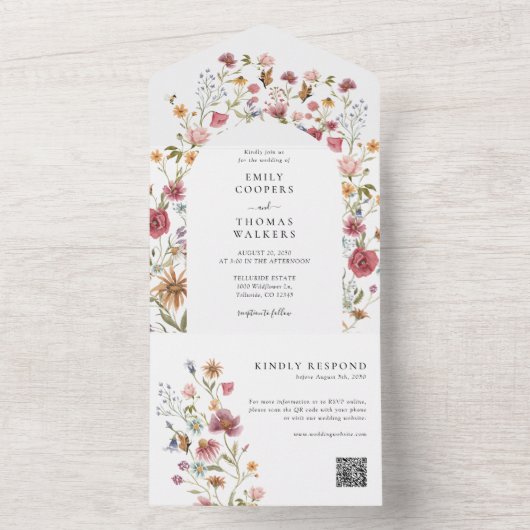 Invitation de mariage tous fleurs sauvages en un (À l'intérieur)