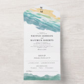 Invitation de mariage tout en un à fleurs bleu pou (À l'intérieur)