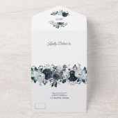 Invitation de mariage tout en un à fleurs bleu pou (Dehors)