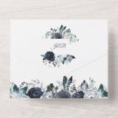 Invitation de mariage tout en un à fleurs bleu pou (Verso)