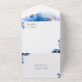 Invitation de mariage tout-en-un aquarelle bleue e (Dehors)