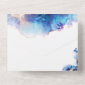 Invitation de mariage tout-en-un aquarelle bleue e (Verso)