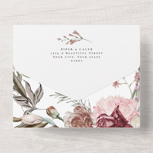 Invitation de mariage tout-en-un aux fleurs sauvag (Verso)