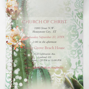 Invitation de mariage tout-en-un cactus pliable en