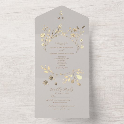 Invitation de mariage tout-en-un de Boho Fall (À l'intérieur)