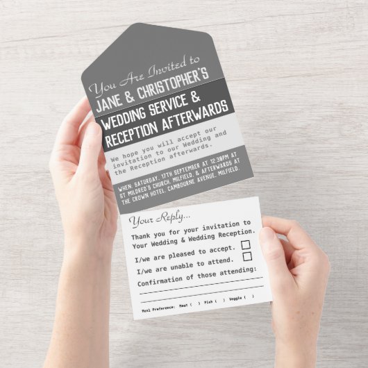 Invitation de mariage tout-en-un Jour J (Déchirure)