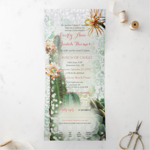 Invitation de mariage tout-en-un pliable en trois