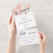 Invitation de mariage tout-en-un rose pâle élégant (Déchirure)