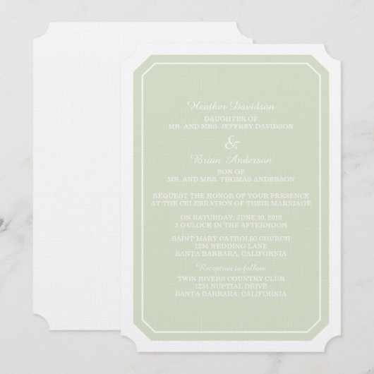 Invitation de mariage tout simple et élégant (Devant / Derrière)