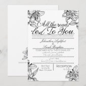 Invitation de Mariage Toutes les Routes Mènent à T (Devant / Derrière)