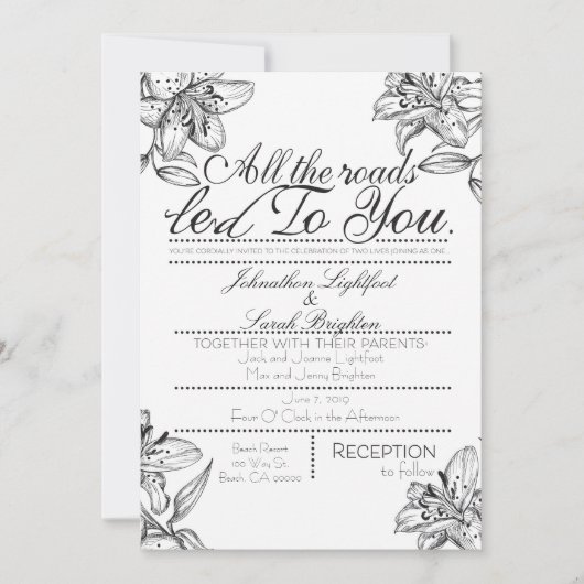 Invitation de Mariage Toutes les Routes Menèrent à (Devant)