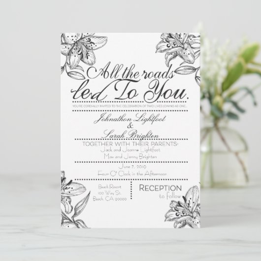 Invitation de Mariage Toutes les Routes Menèrent à (Debout devant)