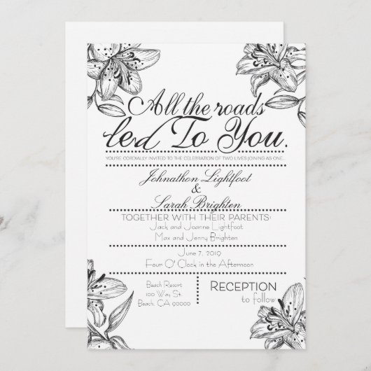 Invitation de Mariage Toutes les Routes Menèrent à (Devant / Derrière)