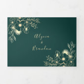 Invitation de mariage triple pli 3 en 1 vert émera (Page de couverture)