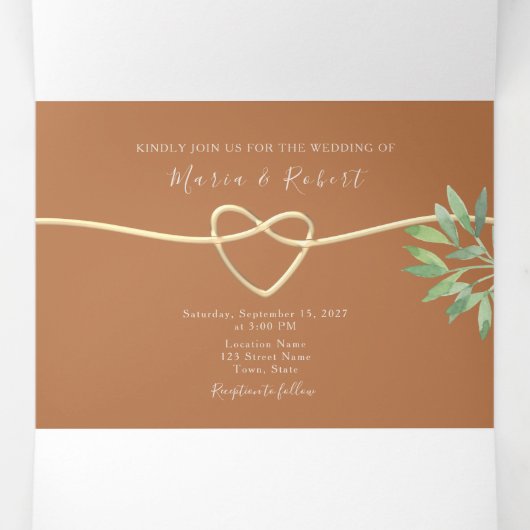 Invitation de mariage triptyque en terre cuite (Intérieur au milieu)