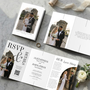 Invitation de mariage triptyque Il était une fois