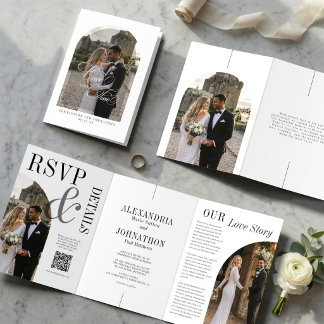 Invitation de mariage triptyque Il était une fois
