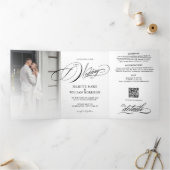 Invitation de mariage triptyque photo élégante rom (Intérieur)