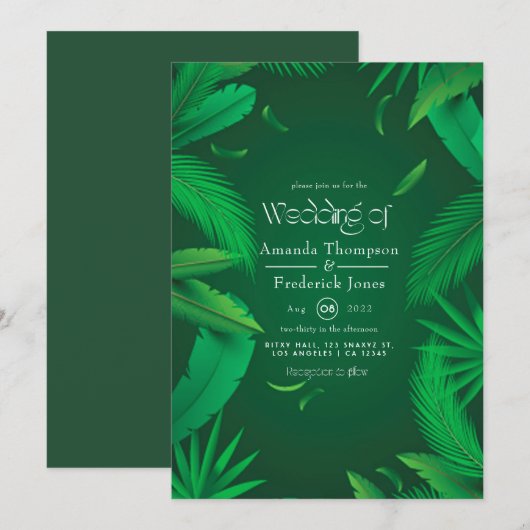 Invitation de mariage tropical (Devant / Derrière)