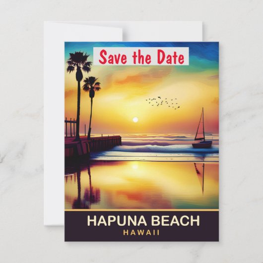 Invitation de mariage tropical à Hapuna Beach Hawa (Devant)