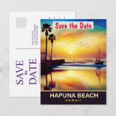 Invitation de mariage tropical à Hapuna Beach Hawa (Devant / Derrière)