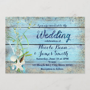 Invitation de mariage tropical Blue Wood Beach