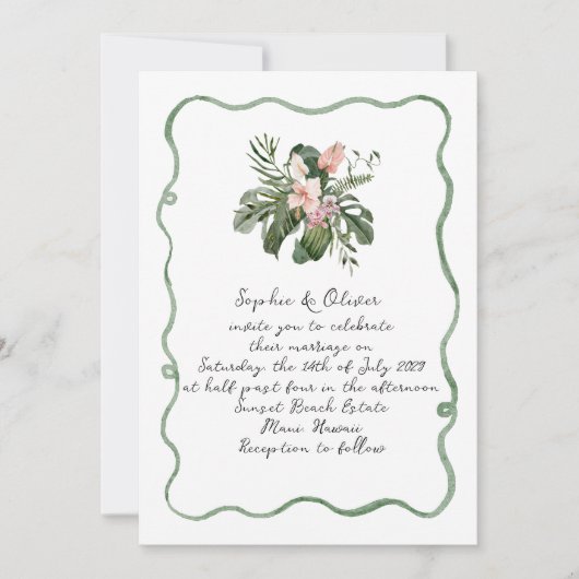Invitation de mariage tropical de destination (Devant)