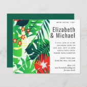 Invitation de mariage tropical des Feuilles Abstra (Devant / Derrière)