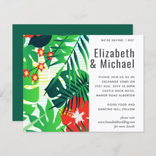 Invitation de mariage tropical des Feuilles Abstra (Devant / Derrière)