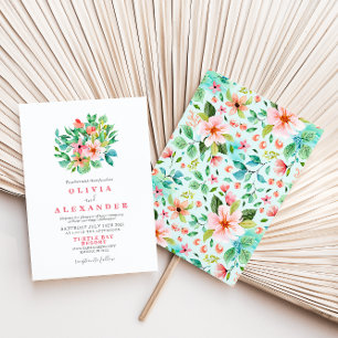 Invitation de mariage tropical floral de plage