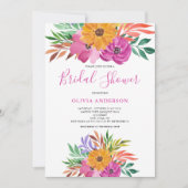 Invitation de mariage tropical floral rose pour un (Devant)
