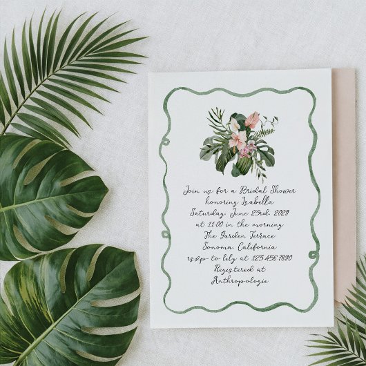 Invitation de mariage tropical moderne organique p