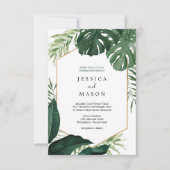 Invitation de mariage tropical Monstera (Devant)
