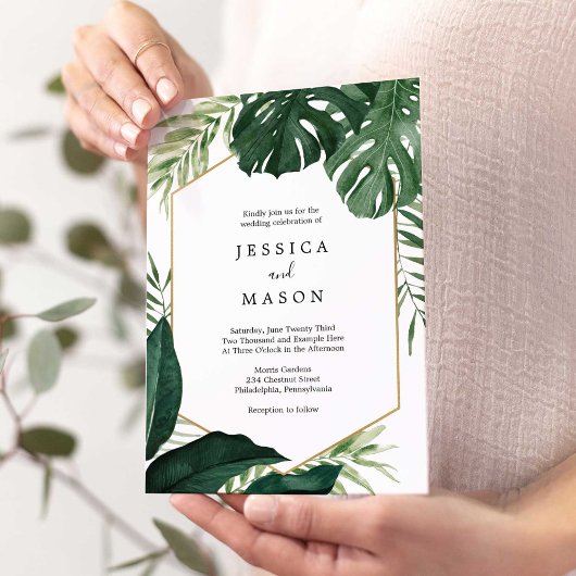 Invitation de mariage tropical Monstera